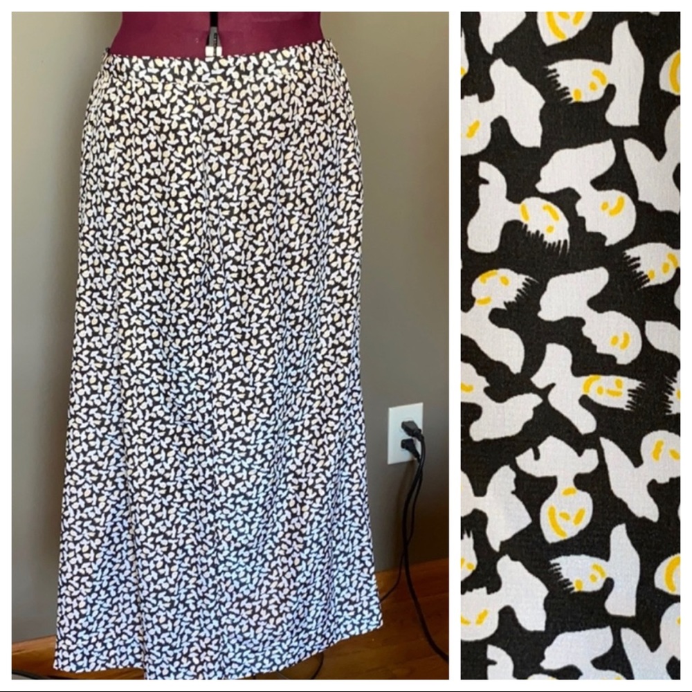 Vintage Stephanie Powers Head Print Skirt with Pockets (Size 14)